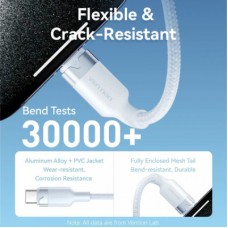 Дата кабель USB-C to USB-C 1.0m 60 W aluminum alloy white Vention (TRDWF) - Фото