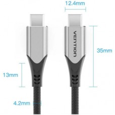 Дата кабель USB-C to USB-C 0.5m 60W USB 3.1 cotton braided Vention (TAAHD) - Фото