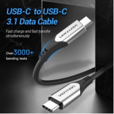 Дата кабель USB-C to USB-C 0.5m 60W USB 3.1 cotton braided Vention (TAAHD) - Фото