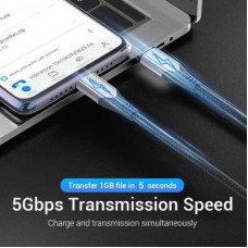Дата кабель USB-C to USB-C 0.5m 60W USB 3.1 cotton braided Vention (TAAHD) - Фото