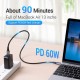 Дата кабель USB-C to USB-C 0.5m 60W USB 3.1 cotton braided Vention (TAAHD)