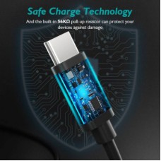 Дата кабель USB 2.0 AM to USB-C 3.0m 18 W PVC black Choetech (AC0004-BK) - Фото