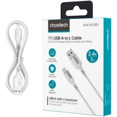 Дата кабель USB 2.0 AM to Lightning 1.0m 2.4A white Choetech (XAL-0003-WH-V2) - Фото