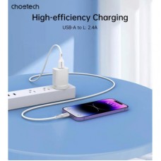 Дата кабель USB 2.0 AM to Lightning 1.0m 2.4A white Choetech (XAL-0003-WH-V2) - Фото