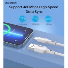 Дата кабель USB 2.0 AM to Lightning 1.0m 2.4A white Choetech (XAL-0003-WH-V2) - Фото