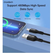 Дата кабель USB 2.0 AM to Lightning 1.0m 2.4A black Choetech (XAL-0003-BK-V2) - Фото