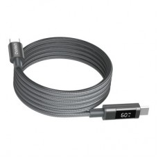 Дата кабель USB-C to USB-C 1.2m PD60W magnetic digital display nylon gray Choetech (XCC-1067-GY) - Фото