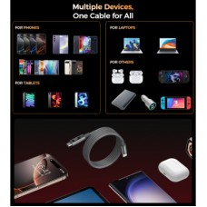 Дата кабель USB-C to USB-C 1.2m PD60W magnetic digital display nylon gray Choetech (XCC-1067-GY) - Фото