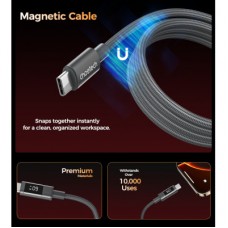Дата кабель USB-C to USB-C 1.2m PD60W magnetic digital display nylon gray Choetech (XCC-1067-GY) - Фото