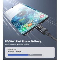 Дата кабель USB-C to USB-C 1.2m PD60W digital display nylon gray Choetech (XCC-1068-GY) - Фото