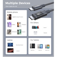 Дата кабель USB-C to USB-C 1.2m PD60W digital display nylon gray Choetech (XCC-1068-GY) - Фото