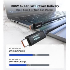 Дата кабель USB-C to USB-C 1.2m PD100W digital display silicone Choetech (XCC-1064) - Фото