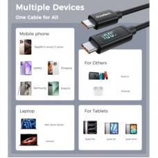 Дата кабель USB-C to USB-C 1.2m PD100W digital display silicone Choetech (XCC-1064) - Фото