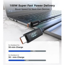 Дата кабель USB-C to USB-C 1.8m PD100W digital display silicone Choetech (XCC-1063) - Фото