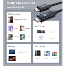 Дата кабель USB-C to USB-C 1.8m PD100W digital display silicone Choetech (XCC-1063) - Фото