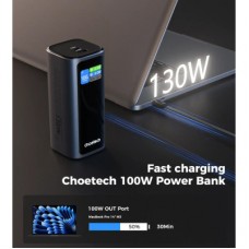 Батарея универсальная Choetech 20000mAh, PD/130W, QC, AFC , TFT, pass-through charging (B815C) - Фото
