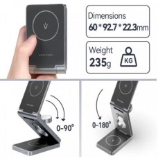 Зарядное устройство Vention Magnetic Wireless Charger 15W 3-in-1 gray (FGFH0) - Фото