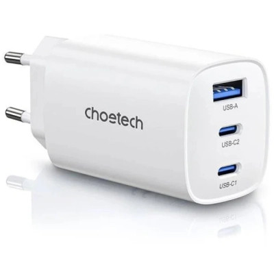 Зарядное устройство Choetech 2xUSB-C + 1xUSB PD65W GaN (PD9006)