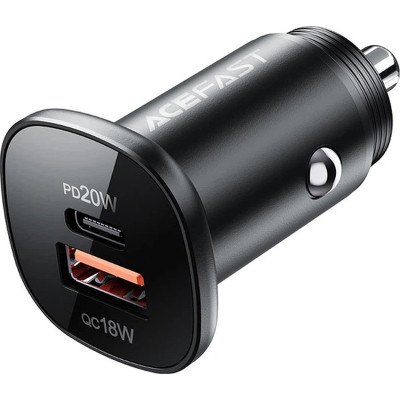 Зарядний пристрій Acefast 1xUSB-C PD20W + 1xUSB QC 3.0 18 W car adapter metal (6974316280330)