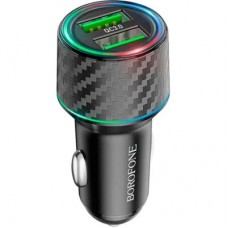 Зарядний пристрій BOROFONE 2xUSB QC3.0 36 W car adapter black (6941991101205) - Фото