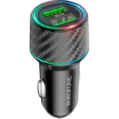 Зарядний пристрій BOROFONE 2xUSB QC3.0 36 W car adapter black (6941991101205)