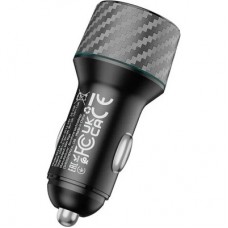 Зарядний пристрій BOROFONE 2xUSB QC3.0 36 W car adapter black (6941991101205) - Фото