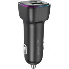 Зарядний пристрій BOROFONE 1xUSB-C PD30W + 1xUSB QC3.0 car adapter black (6941991110818) - Фото