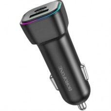 Зарядний пристрій BOROFONE 1xUSB-C PD30W + 1xUSB QC3.0 car adapter black (6941991110818) - Фото