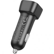 Зарядний пристрій BOROFONE 1xUSB-C PD30W + 1xUSB QC3.0 car adapter black (6941991110818) - Фото