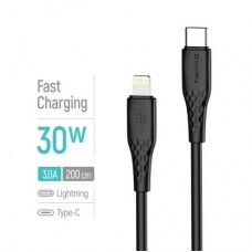 Дата кабель USB-C to Lightning 2.0m PD30W textured PVC black ColorWay (CW-CBPDCL095-BK) - Фото