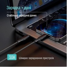 Дата кабель USB-C to Lightning 2.0m PD30W textured PVC black ColorWay (CW-CBPDCL095-BK) - Фото