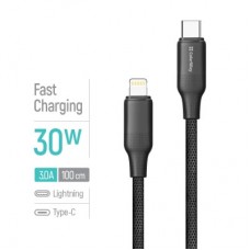 Дата кабель USB-C to Lightning 1.0m PD30W TPE embossed black ColorWay (CW-CBPDCL101-BK) - Фото
