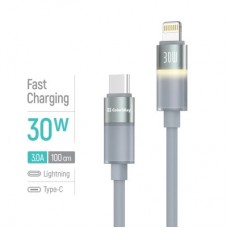 Дата кабель USB-C to Lightning 1.0m PD30W warm light gray ColorWay (CW-CBPDCL092-GR) - Фото