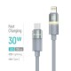 Дата кабель USB-C to Lightning 1.0m PD30W warm light gray ColorWay (CW-CBPDCL092-GR)