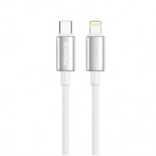 Дата кабель USB-C to Lightning 1.0m PD30W zinc alloy braided white ColorWay (CW-CBPDCL098-WT) - Фото