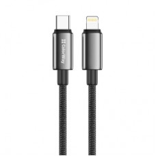 Дата кабель USB-C to Lightning 2.0m PD30W zinc alloy braided black ColorWay (CW-CBPDCL099-BK) - Фото