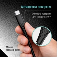 Дата кабель USB-C to USB-C 1.0m 3A 60W textured PVC black ColorWay (CW-CBPDCC094-BK) - Фото