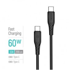Дата кабель USB-C to USB-C 2.0m 3A 60W textured PVC black ColorWay (CW-CBPDCC095-BK) - Фото