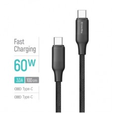 Дата кабель USB-C to USB-C 1.0m 3A 60W TPE embossed black ColorWay (CW-CBPDCC101-BK) - Фото
