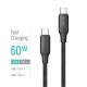 Дата кабель USB-C to USB-C 1.0m 3A 60W TPE embossed black ColorWay (CW-CBPDCC101-BK)