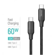 Дата кабель USB-C to USB-C 2.0m 3A 60W TPE embossed black ColorWay (CW-CBPDCC102-BK) - Фото