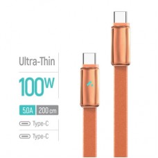 Дата кабель USB-C to USB-C 1.0m 5A 100W ultra-thin orange ColorWay (CW-CBPDCC100-OR) - Фото