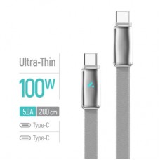 Дата кабель USB-C to USB-C 1.0m 5A 100W ultra-thin gray ColorWay (CW-CBPDCC100-GR) - Фото