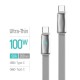 Дата кабель USB-C to USB-C 1.0m 5A 100W ultra-thin gray ColorWay (CW-CBPDCC100-GR)