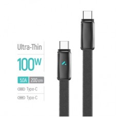 Дата кабель USB-C to USB-C 1.0m 5A 100W ultra-thin black ColorWay (CW-CBPDCC100-BK) - Фото