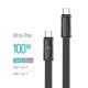 Дата кабель USB-C to USB-C 1.0m 5A 100W ultra-thin black ColorWay (CW-CBPDCC100-BK)