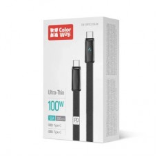 Дата кабель USB-C to USB-C 1.0m 5A 100W ultra-thin black ColorWay (CW-CBPDCC100-BK) - Фото
