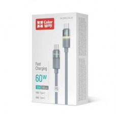 Дата кабель USB-C to USB-C 1.0m 3A 60W warm light gray ColorWay (CW-CBPDCC092-GR) - Фото