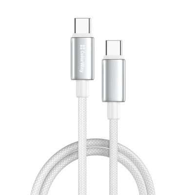 Дата кабель USB-C to USB-C 1.0m 5A 100W zinc alloy braided white ColorWay (CW-CBPDCC098-WT)