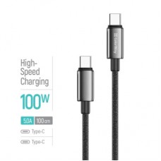 Дата кабель USB-C to USB-C 1.0m 5A 100 W zinc alloy braided black ColorWay (CW-CBPDCC098-BK) - Фото